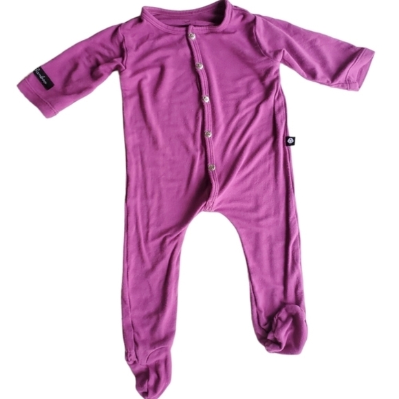 Sweet Bamboo One-piece Sleeper Footie Pajamas Plum Baby Girls 0-3 Months - Picture 1 of 5